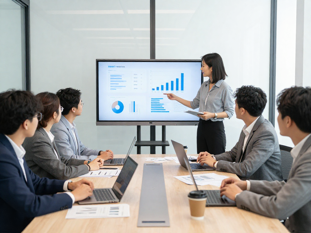Team bespreekt zakelijke leningen en financiële strategieën in een moderne kantoorruimte
